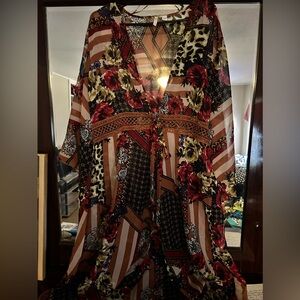 Cato multicolored long flowing cardigan